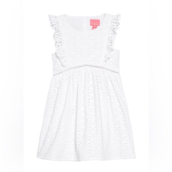 Lilly Pulitzer NWT Girls Madelina Dress White Petal Eyelet $98 Size 10